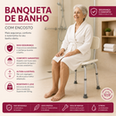 Banqueta de Banho para Idosos com Encosto e Altura Ajustável —  Alumínio Antiferrugem 135kg