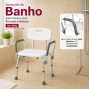 Banqueta de Banho para Idosos com Encosto e Braços — Até 135kg