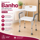 Banqueta de Banho para Idosos com Encosto e Braços — Até 135kg