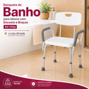 Banqueta de Banho para Idosos com Encosto e Braços — Até 135kg