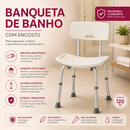 Banqueta de Banho para Idosos com Encosto e Altura Ajustável —  Alumínio Antiferrugem 135kg