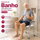 Banqueta de Banho para Idosos com Encosto e Braços — Até 135kg