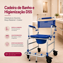 Cadeira de Banho e Higienização D55 — Dobrável em Alumínio, Braço Rebatível + Coletor | Ultra Leve e Segura 135kg