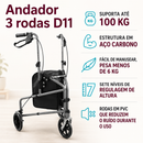 Andador D11 Dellamed – 3 Rodas Dobrável e Desmontável | Leve, Seguro e Prático | Até 100 Kg