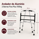 Andador de Alumínio 2 Barras Fixo Plus 100kg