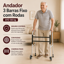 Andador 3 Barras Fixo com Rodas 130 Kg