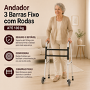 Andador 3 Barras Fixo com Rodas 130 Kg