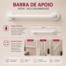 Barra de Apoio 40Cm - Aço Galvanizado Segurança e Conforto para Idosos e Deficientes