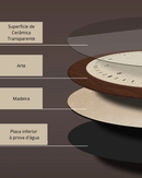 Relógio de Parede Francês em Porcelana e Madeira