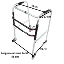 Andador 3 Barras Fixo com Rodas 130 Kg