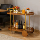 Carrinho Bar Gourmet Retrô em Madeira e Metal Dourado 90 cm