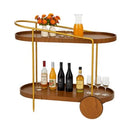 Carrinho Bar Gourmet Retrô em Madeira e Metal Dourado 90 cm
