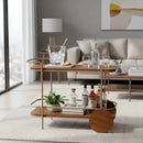 Carrinho Bar Grande em Madeira e Metal Dourado 103 cm