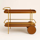 Carrinho Buffet Bar Decorativo em Madeira e Metal Dourado 100 cm