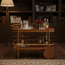 Carrinho Buffet Bar Decorativo em Madeira e Metal Dourado 100 cm