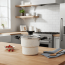Cuscuzeiro 14cm Antiaderente Teflon Tampa de Vidro Cozimento Rápido e Sem Grudar