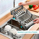 DrainFlex – Escorredor de Pia Ajustável em Inox para Cozinha