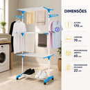 DryFlex -  Varal 3 Andares Reforçado Com Rodinhas Dobrável Portátil - Entrega Grátis