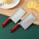 Faca Corte Batata Ondulada Legumes Cozinha Aço Inox Chips 20,5 x 6,5 x 2cm