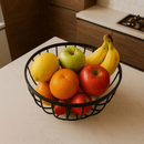 Fruteira de Mesa 2 Andares em Ferro e Bambu  Organizadora Multiuso Preta