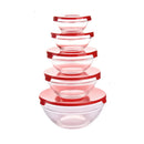 Kit 5 Bowls de Vidro com Tampa Hermética Micro-ondas, Geladeira e Freezer Empilhável