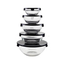 Kit 5 Bowls de Vidro com Tampa Hermética Micro-ondas, Geladeira e Freezer Empilhável