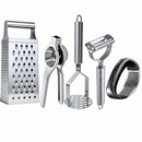 Kit 5 Peças Inox com Espremedor, Ralador 4 Faces e Amassador