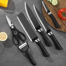 Kit Facas 6 Peças Inox Antiaderente  Tesoura e Descascador  Cabo Reforçado