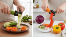 kit Ferramenta 2 em 1 para Saladas Espiralizador e Fatiador de Legumes em Aço Inoxidável