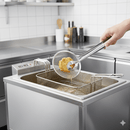 Pinça Escumadeira de Inox para Fritura com Pegador 28,5 cm Alta Resistência e Precisão