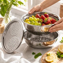 Ralador 3 em 1 - Inox com Tigela e Escorredor Multiuso - Entrega Grátis