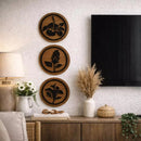 Trio de Quadros Florais Redondos em MDF